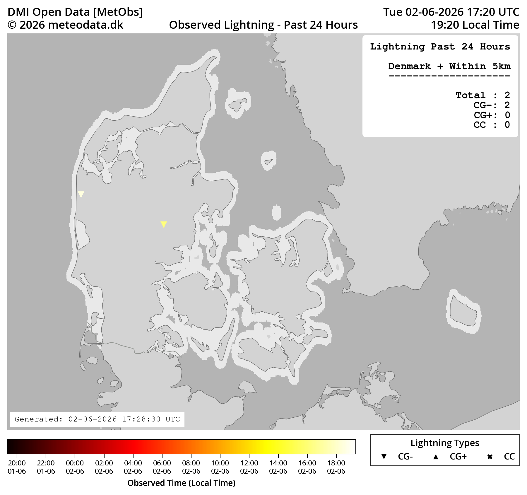 Lightning past 24 hours