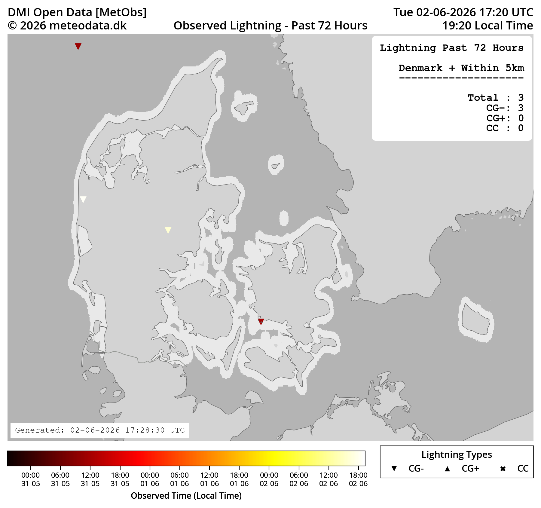 Lightning past 72 hours