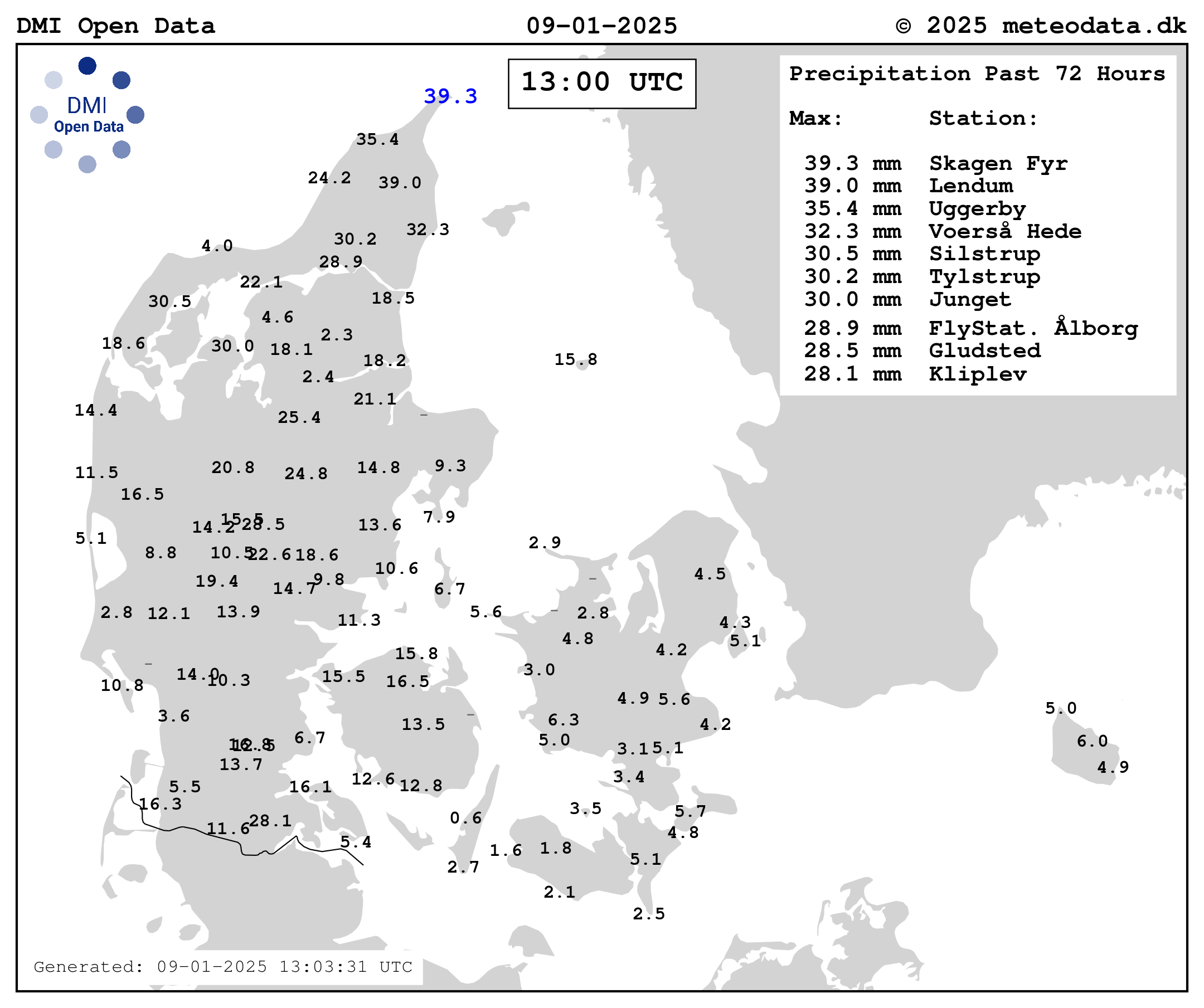 Precip past 72 hours